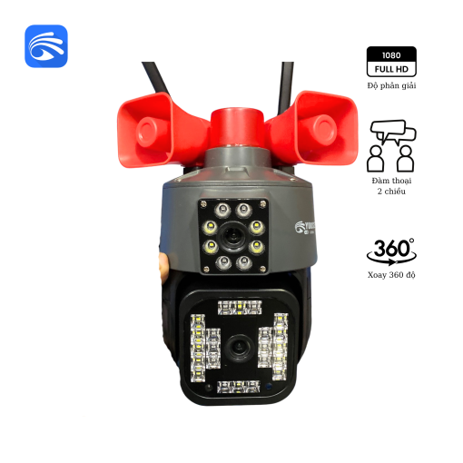 Siêu Camera Yoosee Ngoài trời 2 mắt kép 4 Râu- TÍCH HỢP 2 LOA BÁO ĐỘNG- Đèn Cảnh Báo