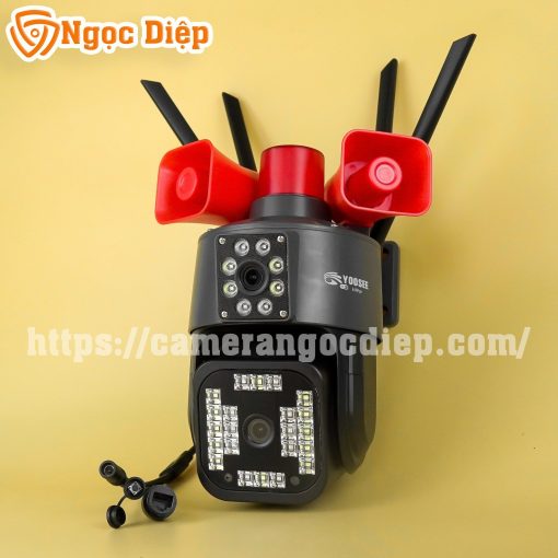 camera ngoài trời 2 mắt tích hợp loa báo động