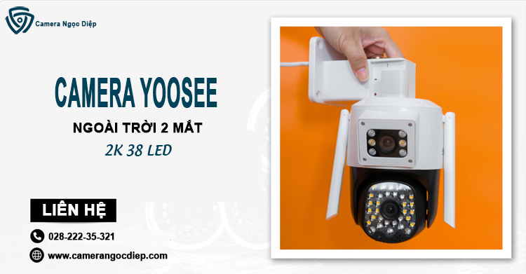 Camera yoosee ngoài trời 2K-38 LED 2 mắt chính hãng