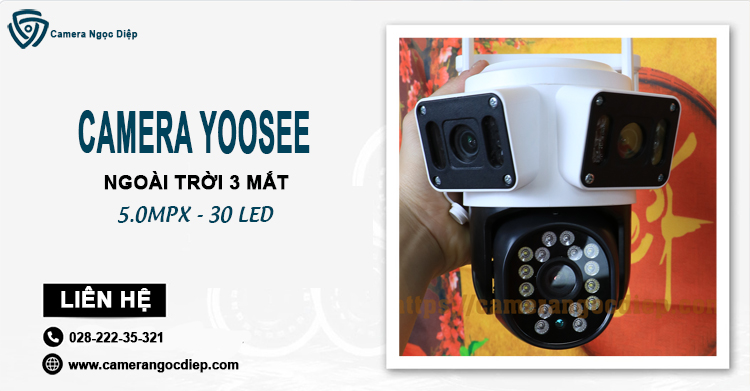 Camera Yoosee ngoài trời 3 mắt 30 Led - Phân phối từ Ngọc Diệp