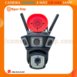 Camera 4 Mắt 3 Khung Hình Kèm Loa Báo Động Siêu To 16MP Nâng Cấp Cảnh Báo Chống Trộm - Gấp 2 Cảnh Báo Chống Trộm - Mắt Led Tản Pha Phá Sương Ban Đêm
