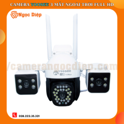 Camera 3 Mắt 3 Khung Hình Phiên Bản Xoay Được Cả 3 Màn Hình Độc Lập 16MP - Điều Chỉnh 3 Góc Nhìn Bằng Tay - Xem Đêm Có Màu Chống Nước Ngoài Trời