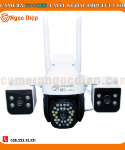 Camera 3 Mắt 3 Khung Hình Phiên Bản Xoay Được Cả 3 Màn Hình Độc Lập 16MP - Điều Chỉnh 3 Góc Nhìn Bằng Tay - Xem Đêm Có Màu Chống Nước Ngoài Trời