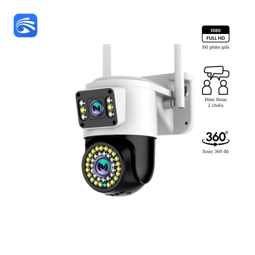 Camera Yoosee T2T-42led Ngoài trời 8.0Mpx- Xem cùng Lúc 2 góc 360 độ