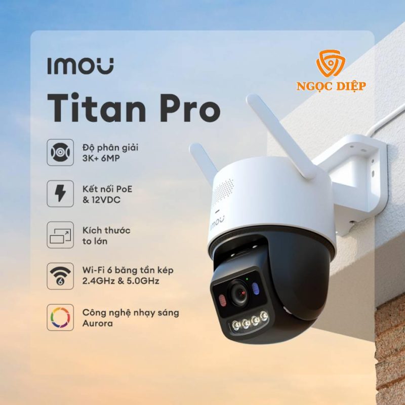 Camera Imou Titan Pro 6MP – Xoay quét 340°, màu đêm Aurora, đèn cảnh báo đỏ‑xanh 1 Camera Imou Titan Pro 6MP