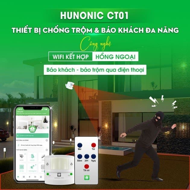 Thiết bị chống trộm & báo động Hunonic CT01 – Giải pháp an ninh thông minh cho gia đình và cửa hàng 1 ct01