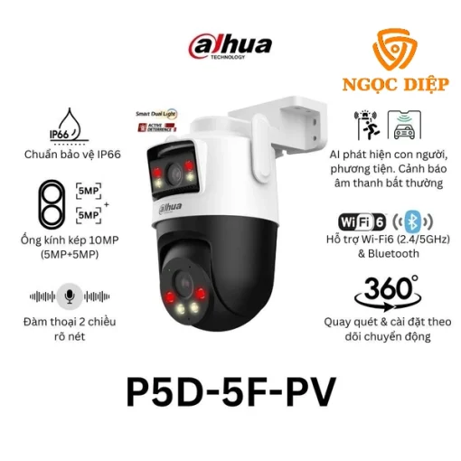 Camera WiFi Dahua 2 MẮT 10MP DH-P5D-5F-PV