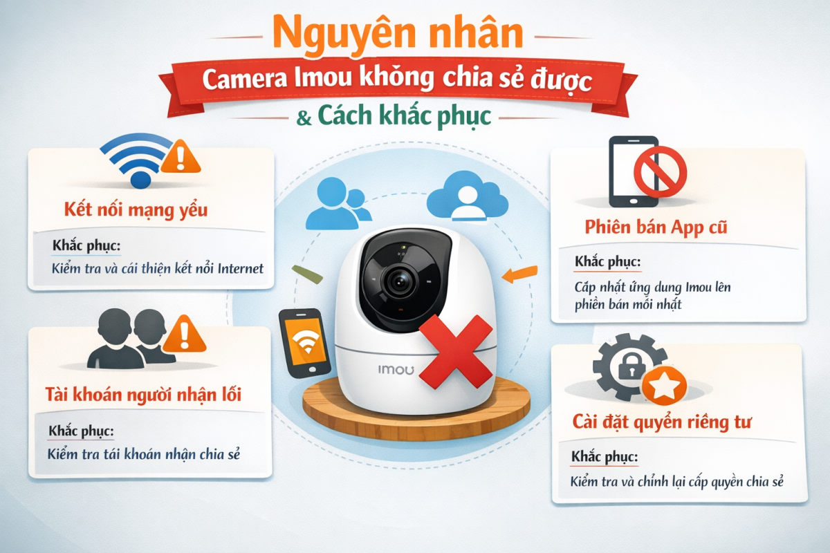 Nguyên nhân camera Imou không chia sẻ được và cách khắc phục