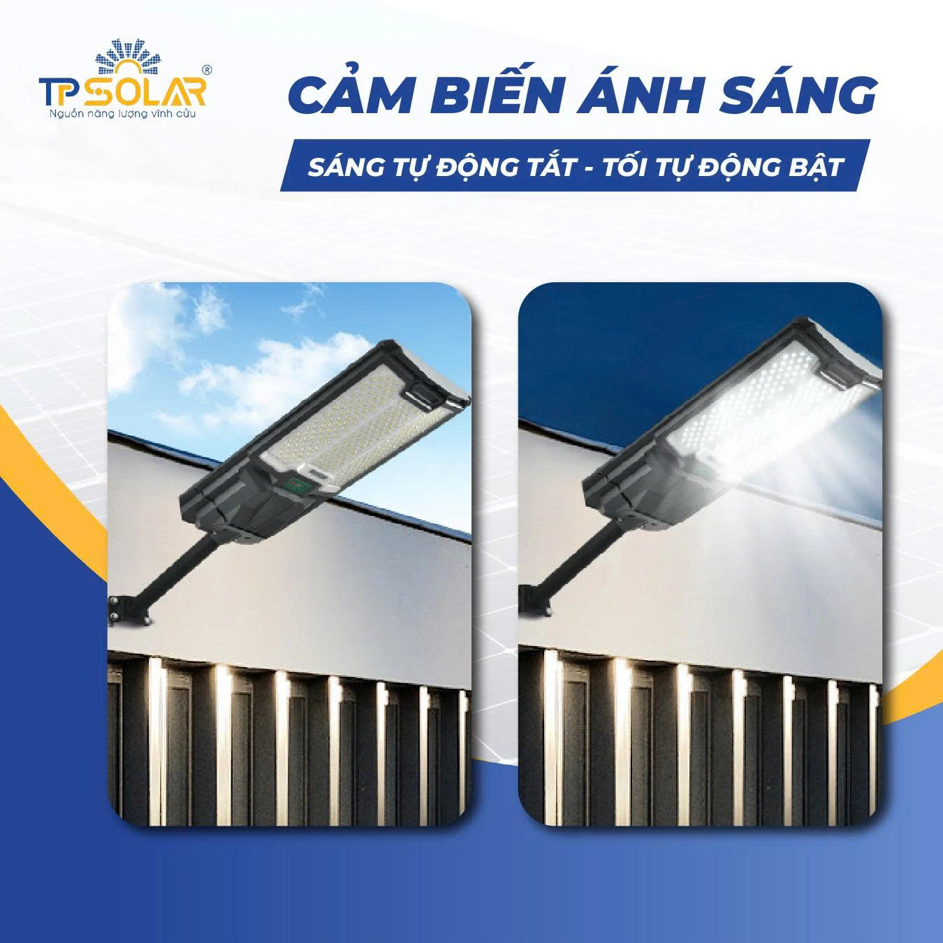 Đèn đường liền thể cao cấp ba mặt LED mắt ngọc TP.LT11.500 3 Cam bien anh sang TP.LT11.500