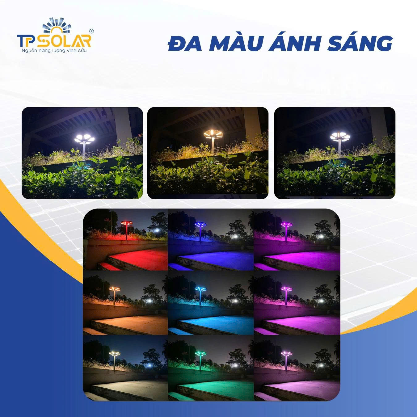 Đèn UFO Trang Trí 7 Màu Năng Lượng Mặt Trời TP.UF12.800 3 Hiệu ứng ánh sáng RGB 7 màu