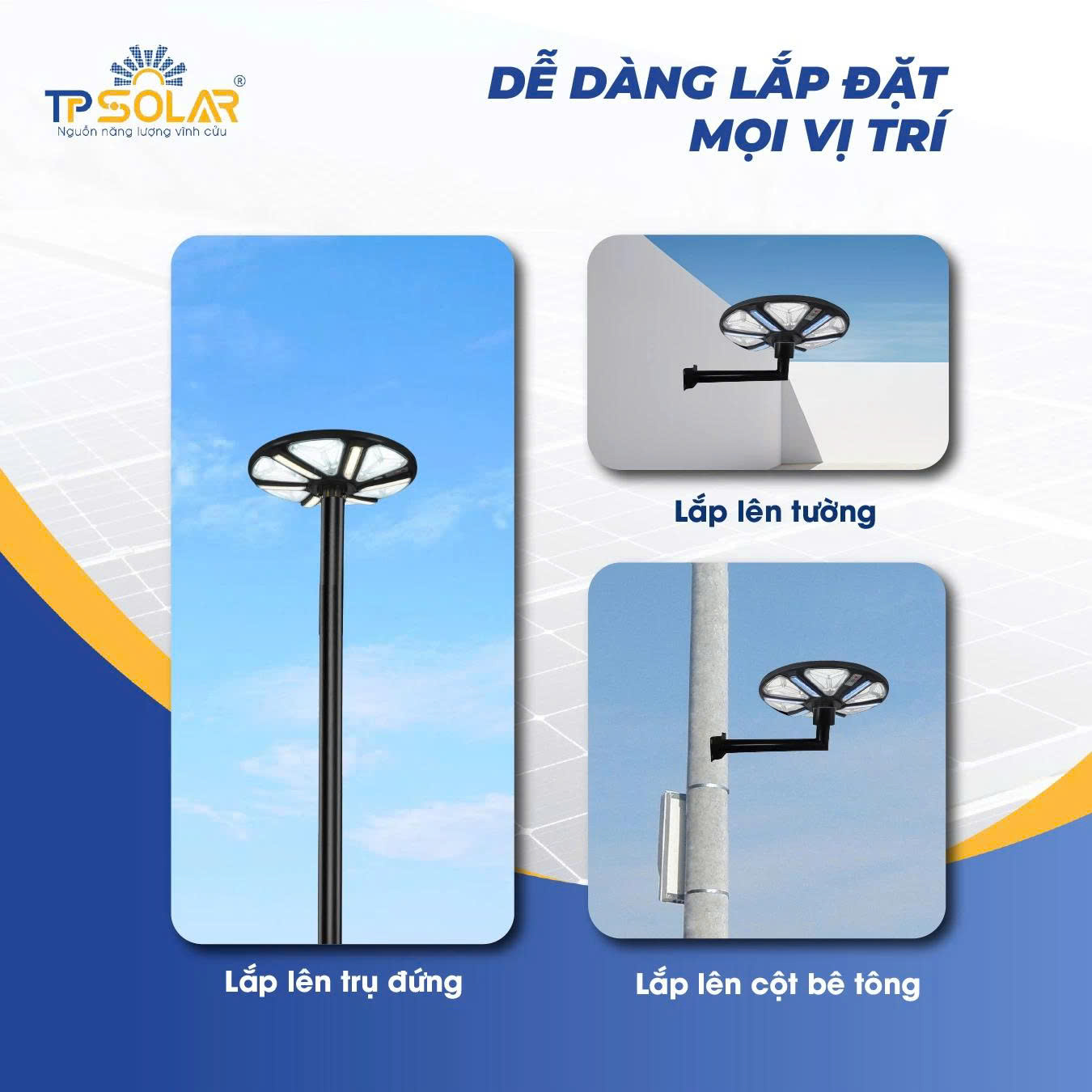 Đèn UFO Trang Trí 7 Màu Năng Lượng Mặt Trời TP.UF12.800 7 Ưu điểm lắp đặt dễ dàng của đèn UFO TP.UF12.800