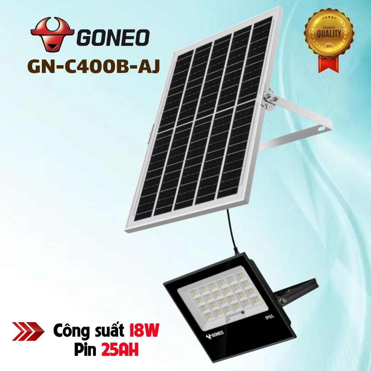 Đèn Pha Năng Lượng Mặt Trời GN-C400B-AJ 1 Den pha nang Nang Luong Mat Troi GN C400B AJ 4