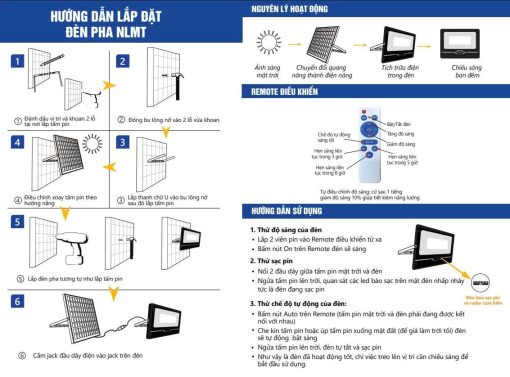 Hướng dẫn lắp đặt Đèn pha 1 chóa năng lượng mặt trời TP.DP11.600