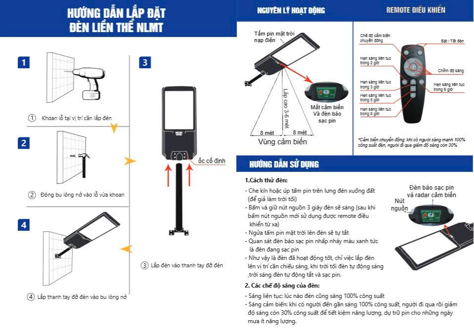 Đèn đường liền thể cao cấp ba mặt LED mắt ngọc TP.LT11.500 7 Huong dan sua dung TP.LT11.500