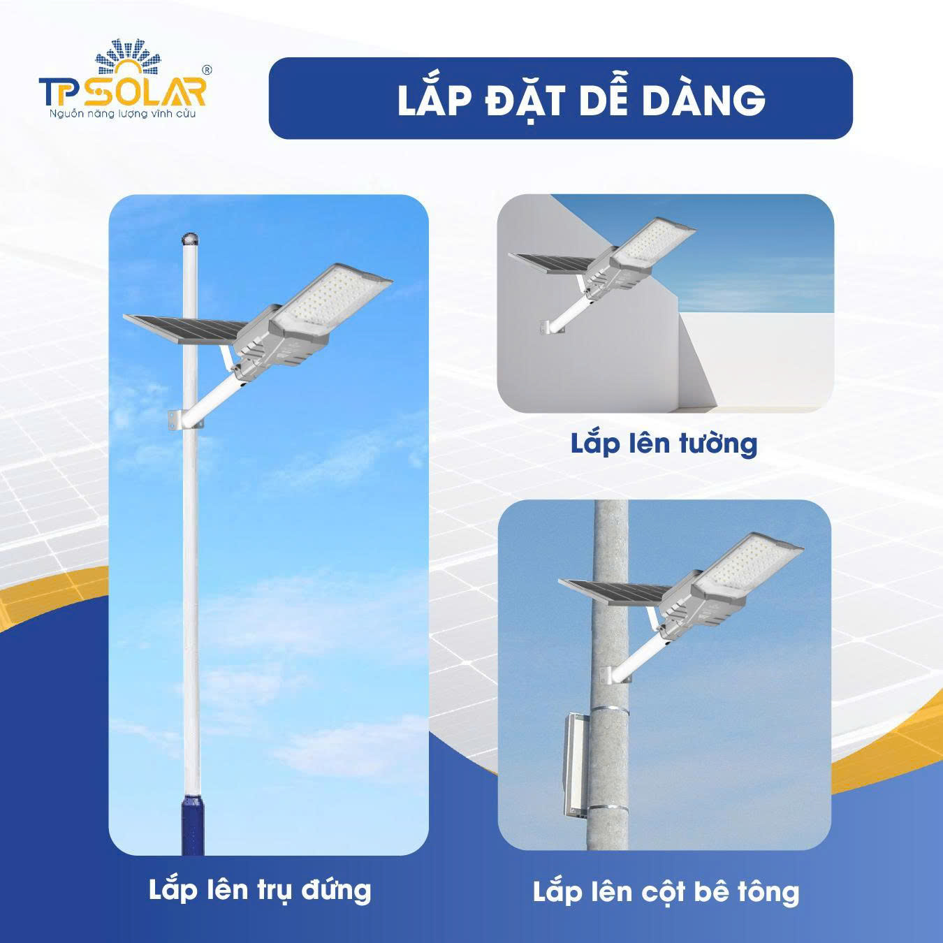 Đèn Phi Thuyền Cao Cấp Năng Lượng Mặt Trời TP.PT11.1000 5 Lap dat TP.PT11.1000 de dang