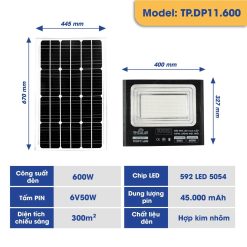 Đèn pha 1 chóa năng lượng mặt trời TP.DP11.600