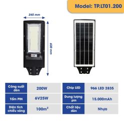 Đèn đường liền thể năng lượng mặt trời TP.LT01.200