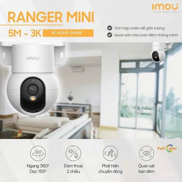 Camera IMOU Ranger Mini K2MP-5H1WE 5MP Wi-Fi 6 Xoay 360 Cực Nét 2 Camera Wifi IMOU Ranger Mini K2MP 5H1WE 3