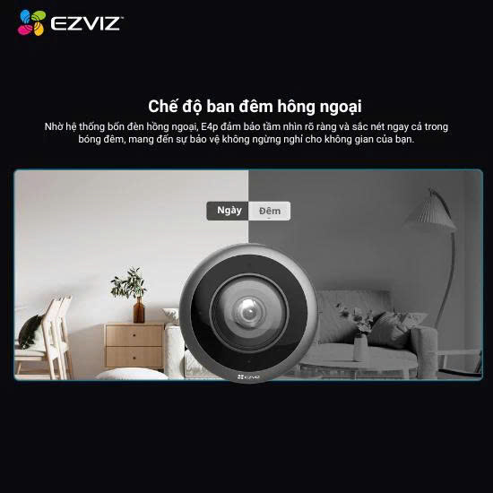 Camera EZVIZ E4P 3K+ 6MP – Mắt Cá 360° Thông Minh 3 Camera Wifi mat ca trong nha EZVIZ E4P 3K 7