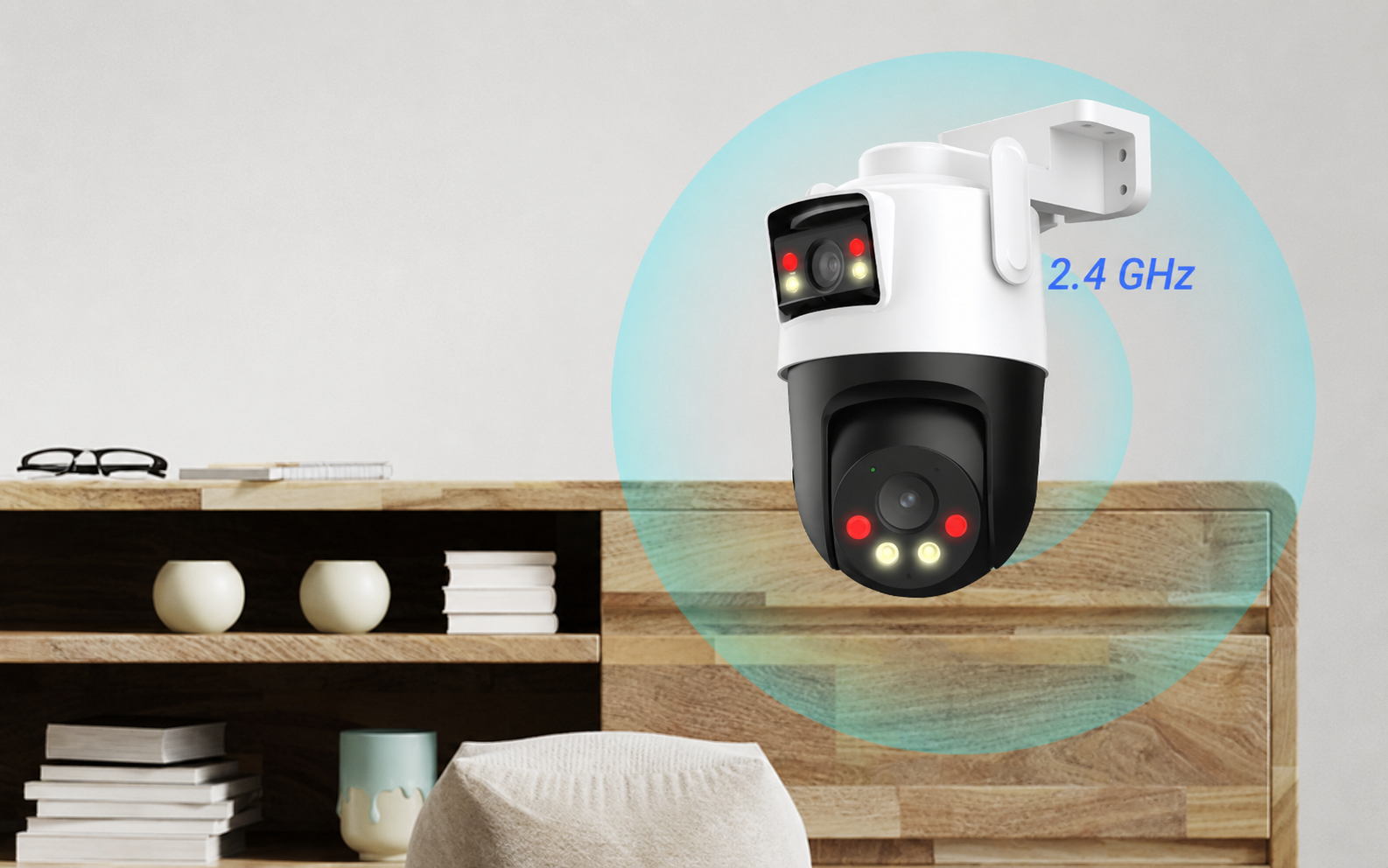 Camera 2 Mắt KX-SM10L 10MP Giám Sát Ban Đêm Có Màu 2 Camera wifi quay quet Ngoai troi 2 MAT KX SM10L 2