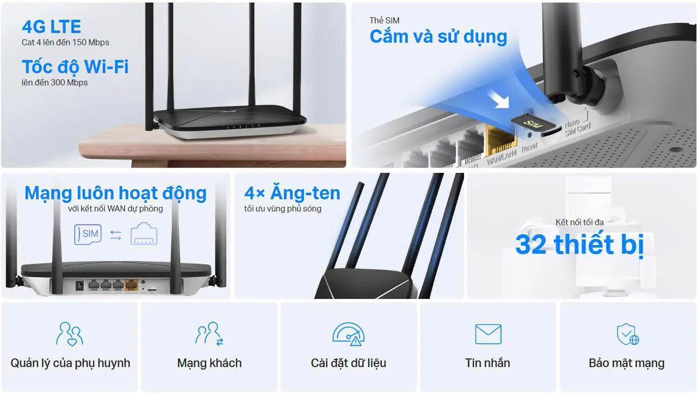 Bộ phát Wifi 4G Mercusys MB115-4G tốc độ 300Mbps 2 Mercusys MB115 4G 5